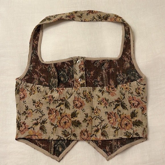 Floral jacquard halter top - Picture 2 of 2